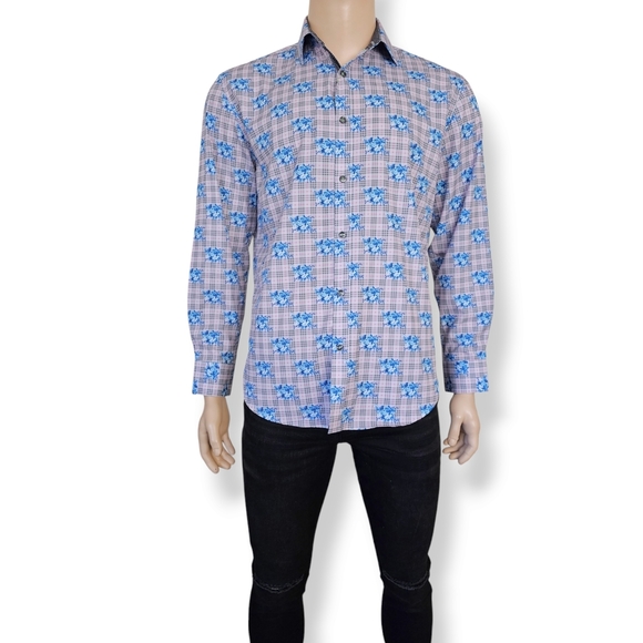 Society Of Threads Floral & Plaid Print Dress Shirt - Picture 8 of 8